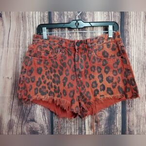 Blank NYC!  Orange and Black Jean Shorts with Leopard Print Size 27